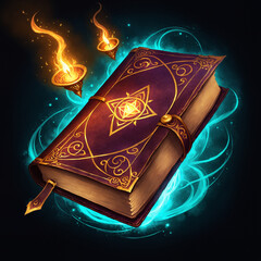 Floating Spellbook with Glowing Symbols