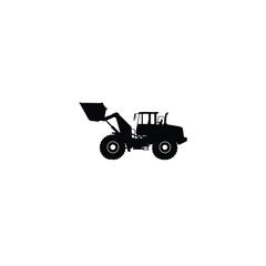 Silhouette of an earth mover truck on white background