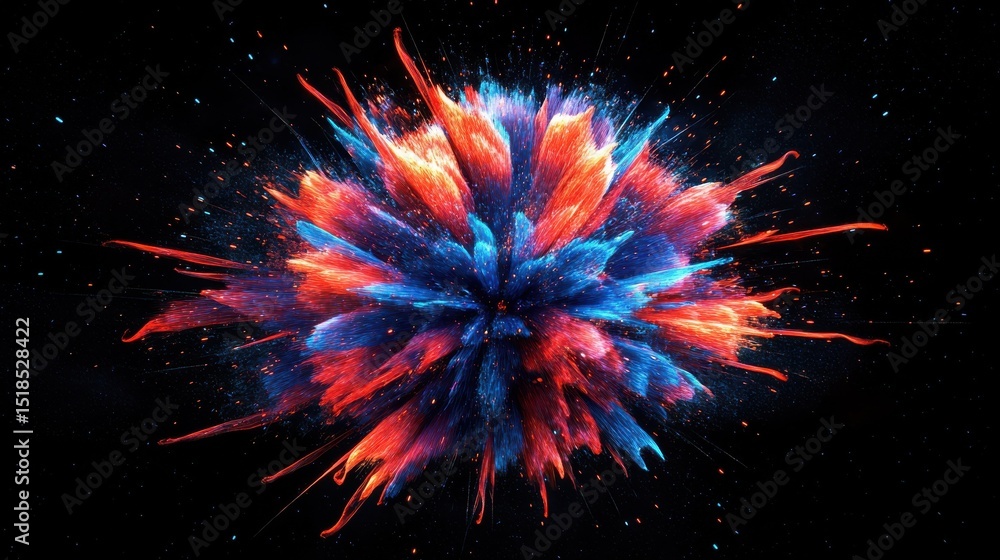 Poster a spectacular array of bright, colorful fireworks explodes in the starry night sky, creating a vibra