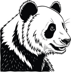 Clean and Minimalist Panda Head Drawing  High Contrast Black and White Design with Flat Lighting