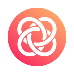 Fototapeta premium Abstract Intertwined Circular Design Element in Coral Gradient