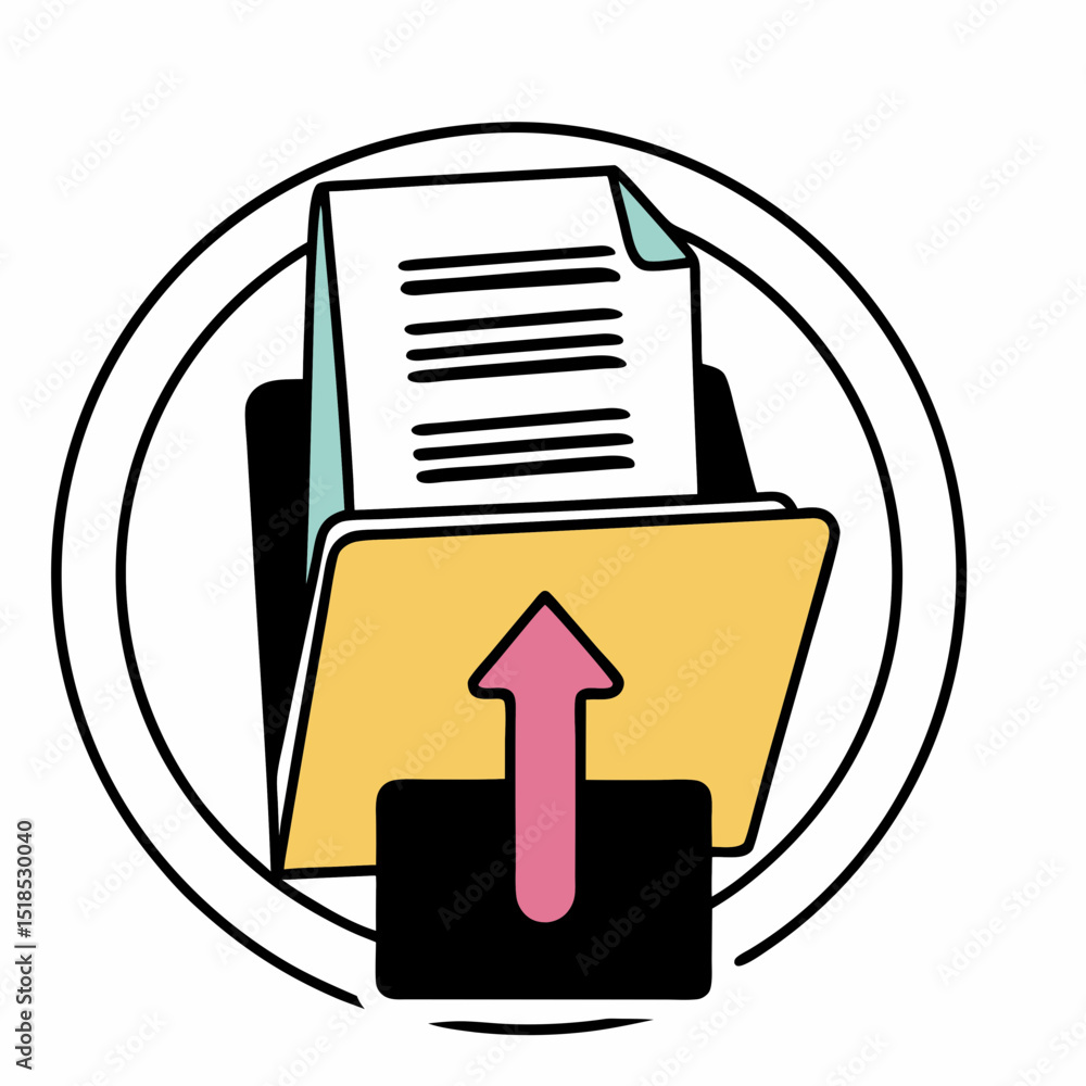 Poster uploading document file folder icon illustration