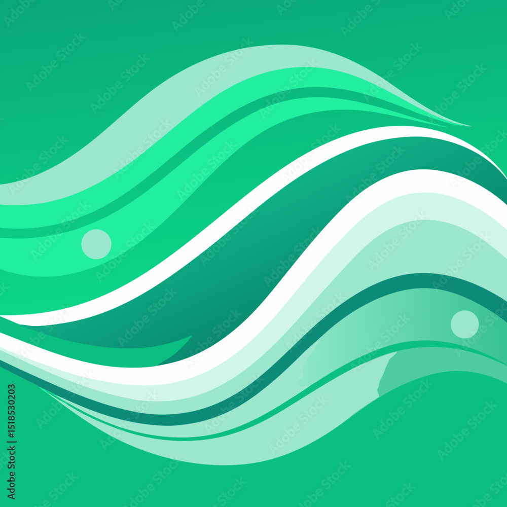 Poster abstract green wave background with subtle curves and circles
