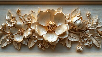 Detailed and elegant floral carving on wooden background in high resolution photo
