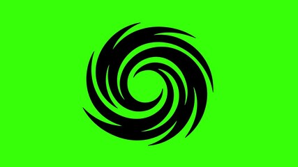 Hurricane swirl silhouette animation on green screen 4K storm cyclone wind motion graphic.