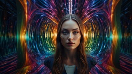 Optical symmetry with dynamic patterns and wavy prismatic overlays.