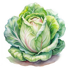 Fototapeta premium Watercolor cabbage illustration isolated on transparent background