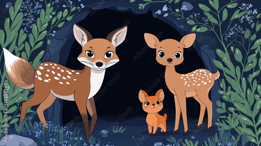 Poster foxlike characters are shown in a city environment, with one character pointing and another walking 