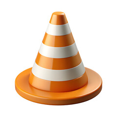traffic cone icon 3D object on a transparent background