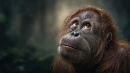 Obraz premium Mature orangutan with reddishbrown fur in natural habitat