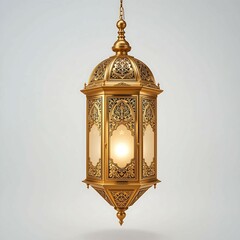 Elegant gold ramadan lantern with intricate islamic design