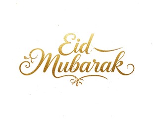 Gold eid mubarak calligraphy greeting