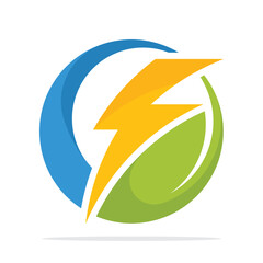 An illustration icon with the concept of bio electricity based energy management.