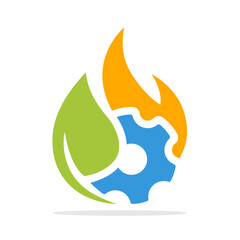 Illustration icon of bio-energy based combustion management concept.
