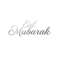 Elegant eid mubarak text design in silver