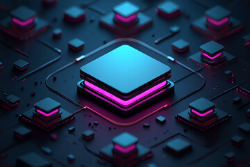 Abstract technology network background with glowing nodes and connections art