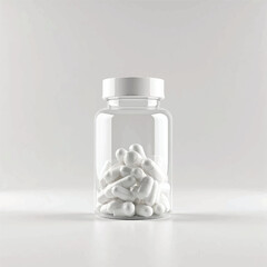 suppliments,3d suppliments bottle,realistic suppliments, transparent suppliment bootlles, tablets, nature,flowers,multiple bottles,medicine,without label,glass jar multi color,capsules, fish capsules