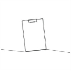 Continuous one line drawing of clipboard with checklist vector illustration