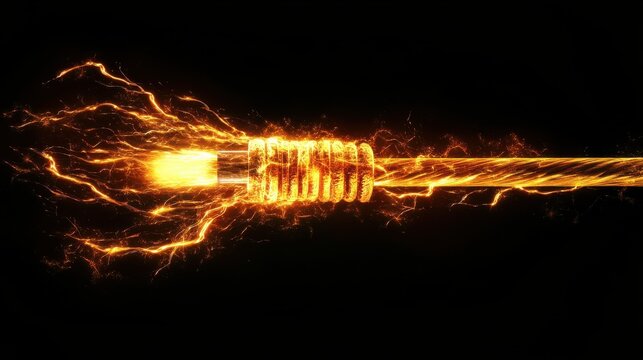 Electric cord with electricity sparkls as symbol of power illustration , no logos, no brands