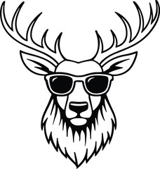 Cool deer vector black silhouette print design