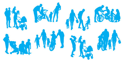 vector silhouettes set of parents