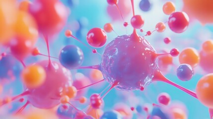 Colorful Illustrative 3D Animation of Neural Network. Concept: Chatbot, Artificial Intelligence, Deep Learning, Machine Learning and Large Language Model Visualization.