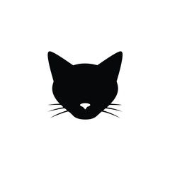 Simple black cat head silhouette minimalist design