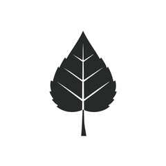Simple black silhouette of a single aspen leaf