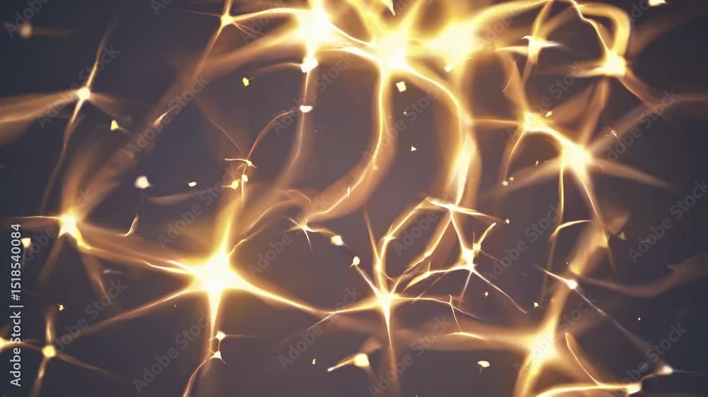 Poster dark backdrop featuring golden particles streaming, generating dynamic abstract visual effect
