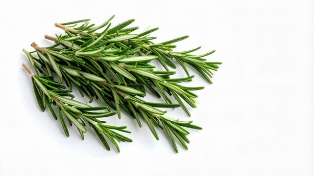 Fresh rosemary sprigs arranged in a small bundle against a white surface with natural light for cooking or garnish