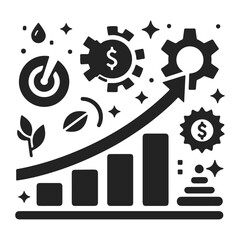 Creative Business Progress Concept with Growth Chart and Success Indicators