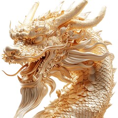 Exquisite gold dragon sculpture rendering depicting ancient mythology and cultural symbolism photo