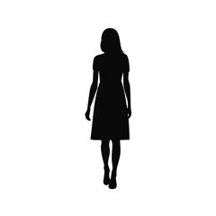 Woman walking away silhouette simple minimalist design