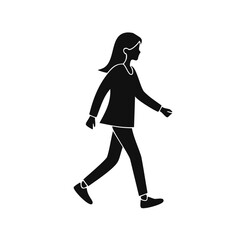 Woman walking side profile simple silhouette
