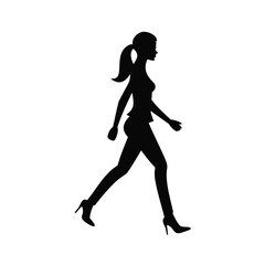 Woman walking silhouette side profile business casual