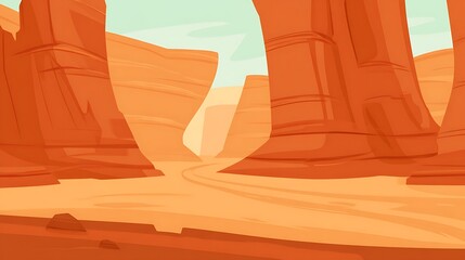 Cartoon canyon with orange rocky formations