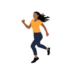 Fototapeta premium Young woman running energetically outdoors active lifestyle