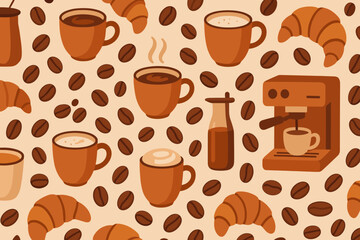 Obraz premium Coffee and croissants create a cozy morning ambiance with rich flavors and inviting aromas for a delightful start to the day