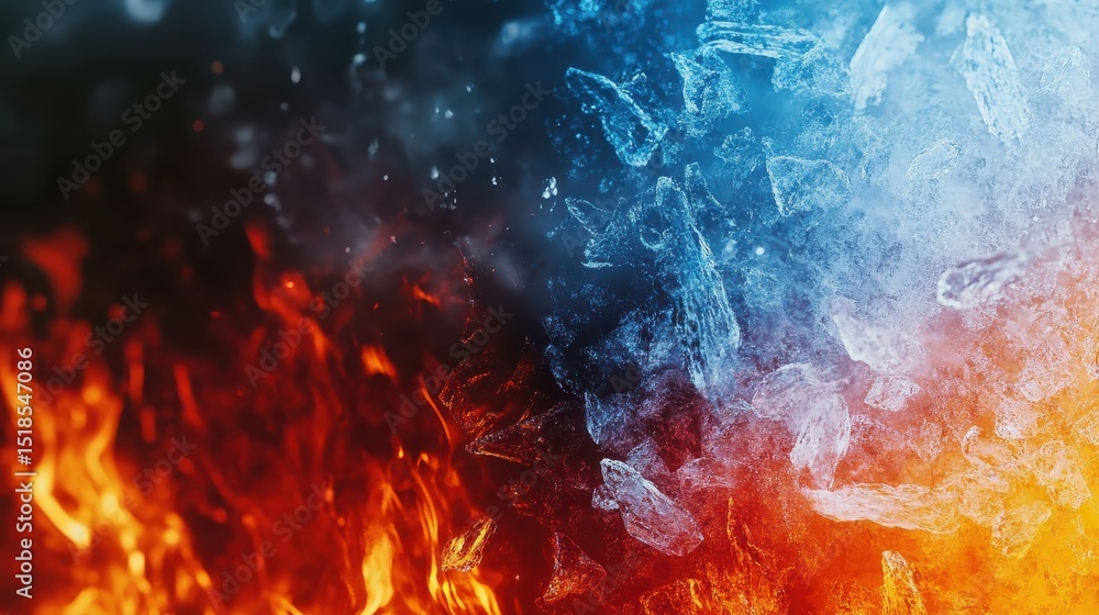 Aufkleber dynamic contrast of fire and ice in abstract background design