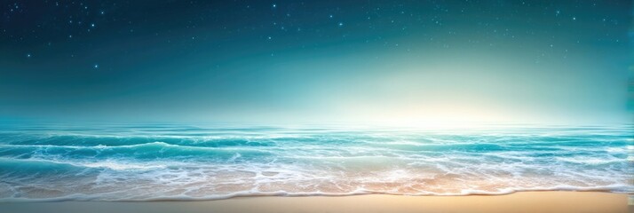 Obraz premium Tranquil Ocean Sunrise with Starry Sky