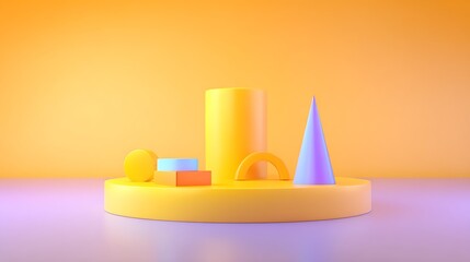 Colorful geometric shapes still life display