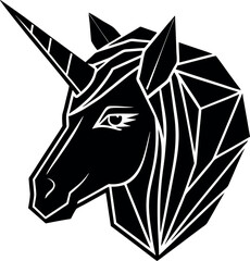 Rainbow Crystal Unicorn Head Vector on White Background