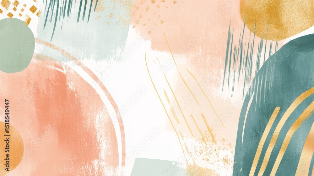Poster in curved shapes that recall fragile bubbles, serene watercolor hues combine in a soft and delicate 