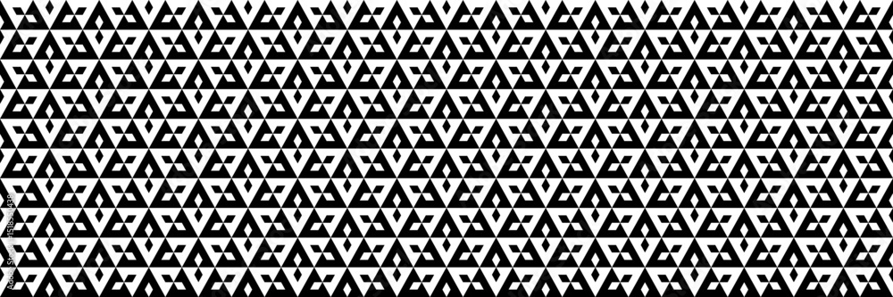 Poster horizontal black and white geometry of triangle,hexagon and diamond shape design for background.