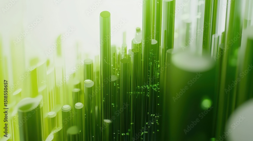 Poster abstract financial data visualization featuring minimalist green charts for clear analysis and insig