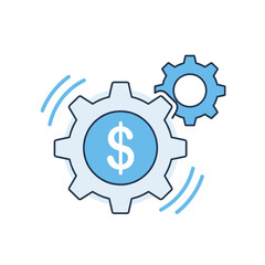 Cost Optimization Icon with Interlocking Gears and Dollar Symbol