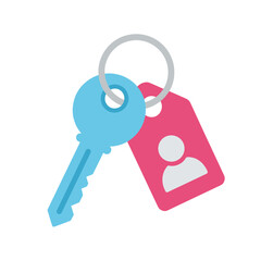 Key with Person Icon Tag on Keyring - Access, Identity, or Property Icon