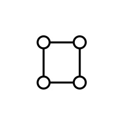 Minimalist Square Network Icon with Four Connected Nodes - Outline Symbol