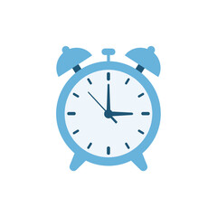 Blue Twin-Bell Alarm Clock Icon - Time, Wake Up, or Reminder Symbol