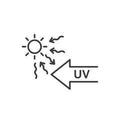 UV Protection Icon - Sun with Rays and UV Arrow (Line Art)